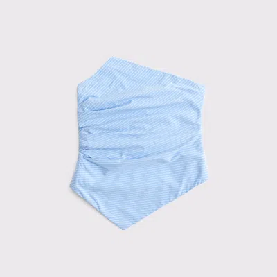 Abercrombie & Fitch Asymmetrical Strapless Top In Blue