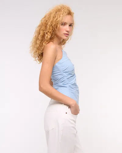 Abercrombie & Fitch Asymmetrical Strapless Top In Blue