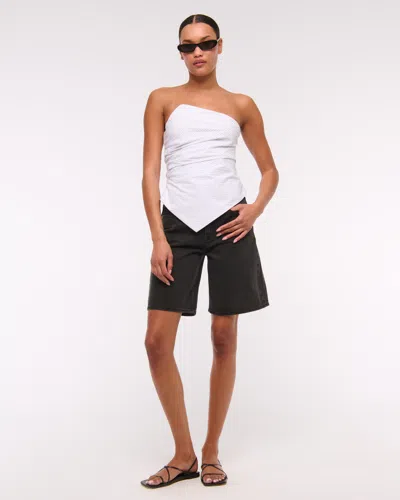 Abercrombie & Fitch Asymmetrical Strapless Top In White