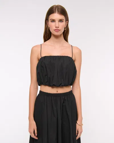 Abercrombie & Fitch Cropped Bubble Hem Cami In Black