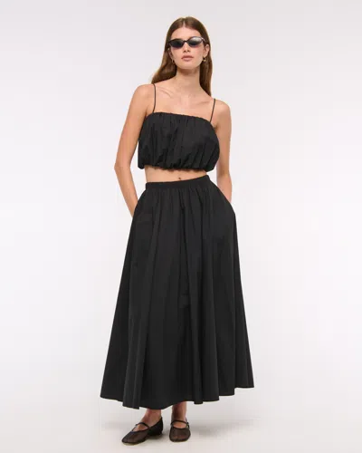 Abercrombie & Fitch Cropped Bubble Hem Cami In Black