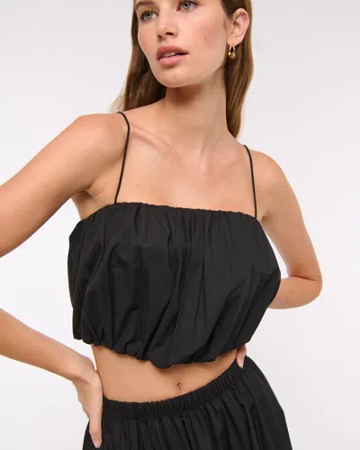 Abercrombie & Fitch Cropped Bubble Hem Cami In Black