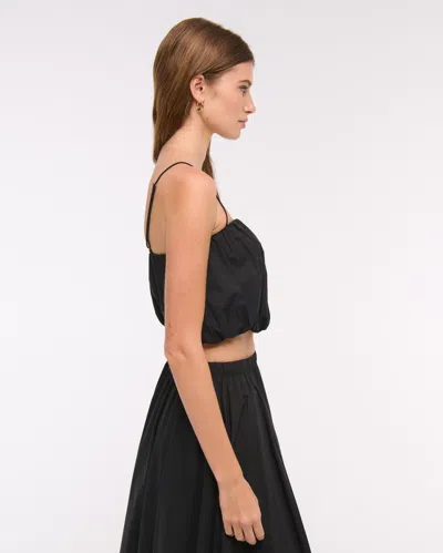 Abercrombie & Fitch Cropped Bubble Hem Cami In Black