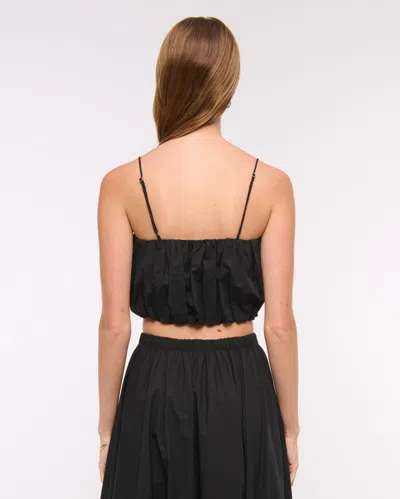 Abercrombie & Fitch Cropped Bubble Hem Cami In Black