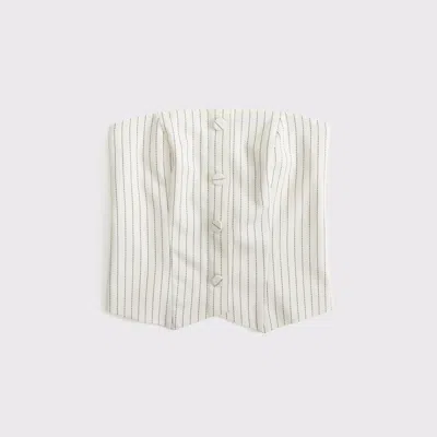 Abercrombie & Fitch Strapless Cropped Tailored Vest In White