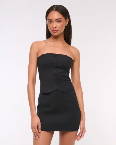 Abercrombie & Fitch Strapless Cropped Tailored Vest In Black