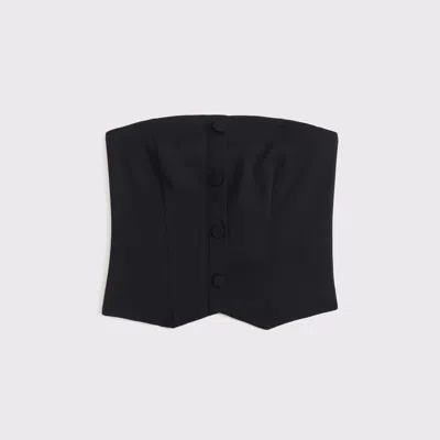 Abercrombie & Fitch Strapless Cropped Tailored Vest In Black