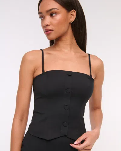 Abercrombie & Fitch Strapless Cropped Tailored Vest In Black