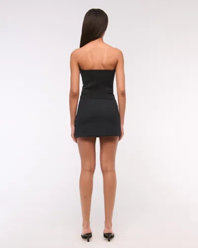 Abercrombie & Fitch Strapless Cropped Tailored Vest In Black