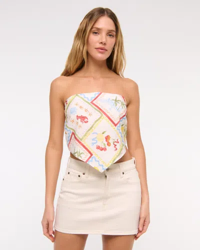 Abercrombie & Fitch Bra-free Strapless Scarf Tube Top In Multi