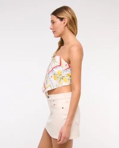 Abercrombie & Fitch Bra-free Strapless Scarf Tube Top In Multi