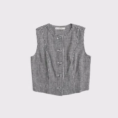 Abercrombie & Fitch Cropped Linen-blend Button-through Vest In Multi