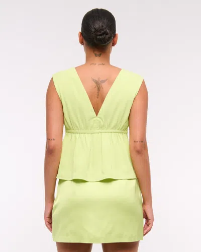 Abercrombie & Fitch Plunge Tie-front Top In Green