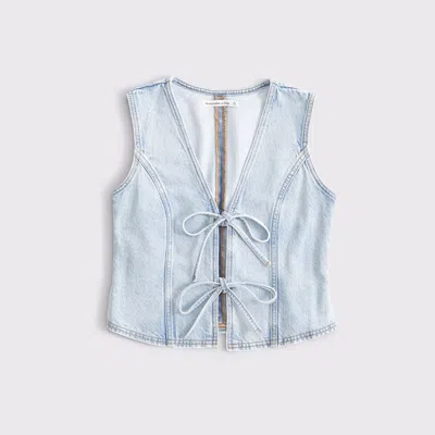 Abercrombie & Fitch Tie-front Denim Vest In Blue