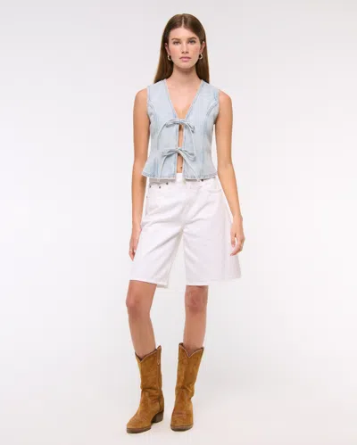 Abercrombie & Fitch Tie-front Denim Vest In Blue