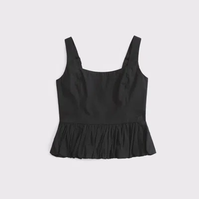 Abercrombie & Fitch Poplin Bubble Hem Tank In Black