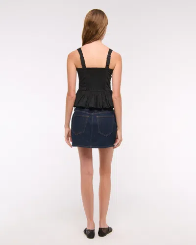 Abercrombie & Fitch Poplin Bubble Hem Tank In Black