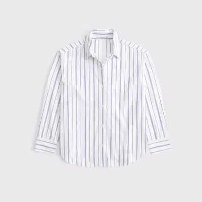 Abercrombie & Fitch Oversized Tie-back Poplin Shirt In White