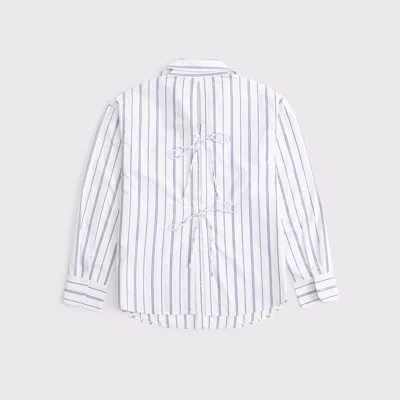 Abercrombie & Fitch Oversized Tie-back Poplin Shirt In White