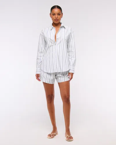 Abercrombie & Fitch Oversized Tie-back Poplin Shirt In White