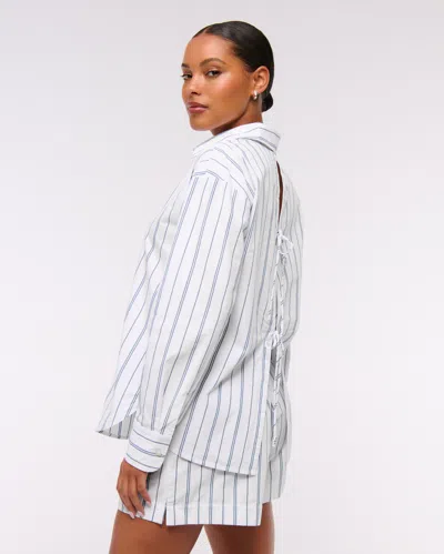 Abercrombie & Fitch Oversized Tie-back Poplin Shirt In White
