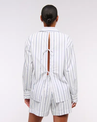 Abercrombie & Fitch Oversized Tie-back Poplin Shirt In White