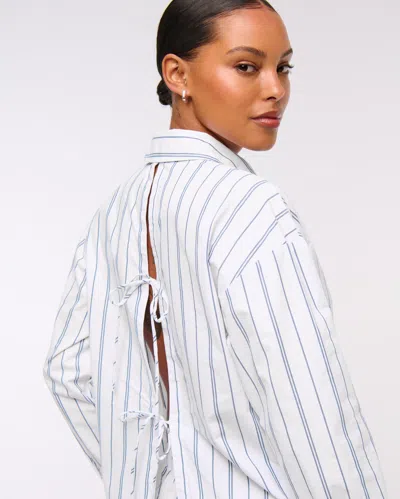 Abercrombie & Fitch Oversized Tie-back Poplin Shirt In White