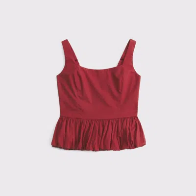 Abercrombie & Fitch Poplin Bubble Hem Tank In White