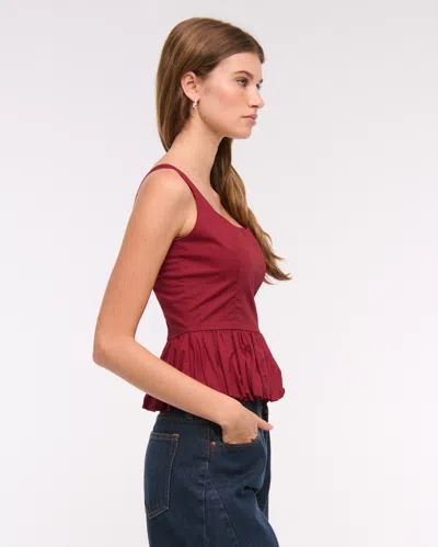 Abercrombie & Fitch Poplin Bubble Hem Tank In White