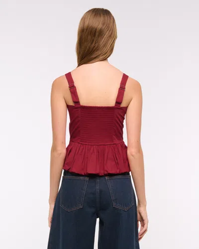 Abercrombie & Fitch Poplin Bubble Hem Tank In White