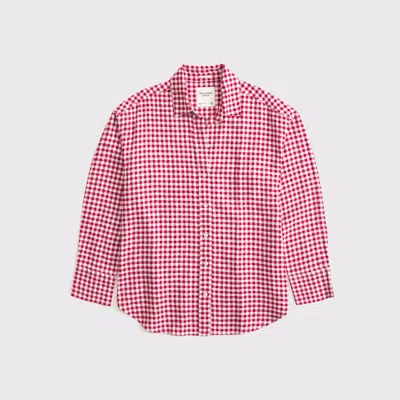 Abercrombie & Fitch Oversized Linen-blend Shirt In Red