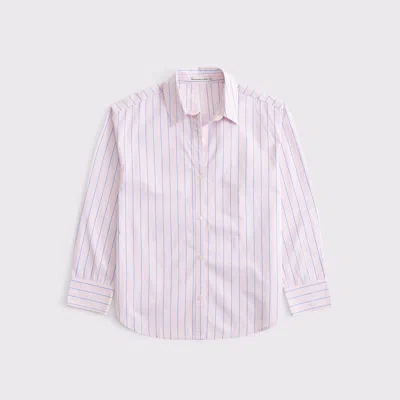 Abercrombie & Fitch Oversized Tie-back Poplin Shirt In Pink