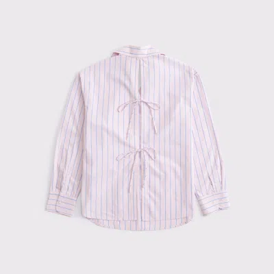 Abercrombie & Fitch Oversized Tie-back Poplin Shirt In Pink