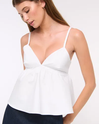 Abercrombie & Fitch Poplin Peplum Top In White