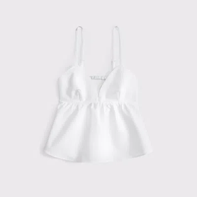 Abercrombie & Fitch Poplin Peplum Top In White