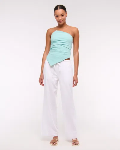 Abercrombie & Fitch Asymmetrical Strapless Top In Blue