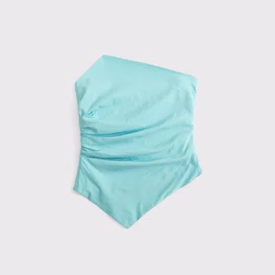 Abercrombie & Fitch Asymmetrical Strapless Top In Blue