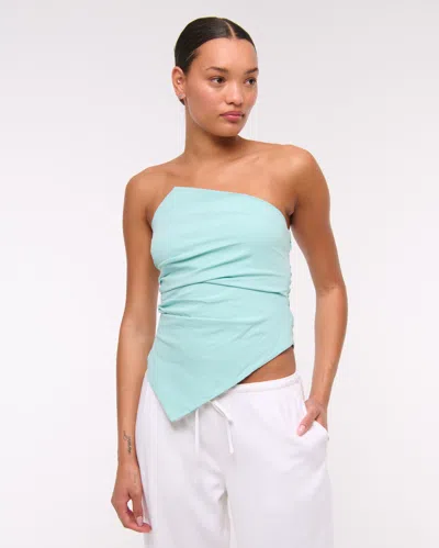 Abercrombie & Fitch Asymmetrical Strapless Top In Blue