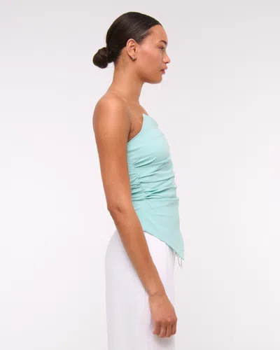 Abercrombie & Fitch Asymmetrical Strapless Top In Blue