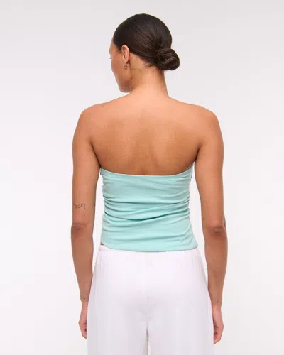 Abercrombie & Fitch Asymmetrical Strapless Top In Blue