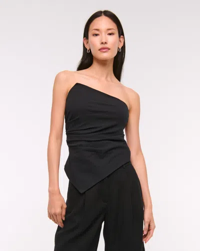 Abercrombie & Fitch Asymmetrical Strapless Top In Black
