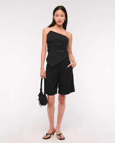 Abercrombie & Fitch Asymmetrical Strapless Top In Black