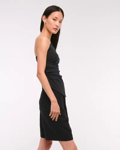Abercrombie & Fitch Asymmetrical Strapless Top In Black