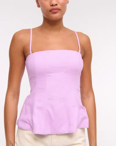 Abercrombie & Fitch Linen-blend Strapless Peplum Top In Purple