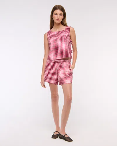 Abercrombie & Fitch Apron Linen-blend Set Top In Red