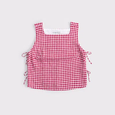 Abercrombie & Fitch Apron Linen-blend Set Top In Red