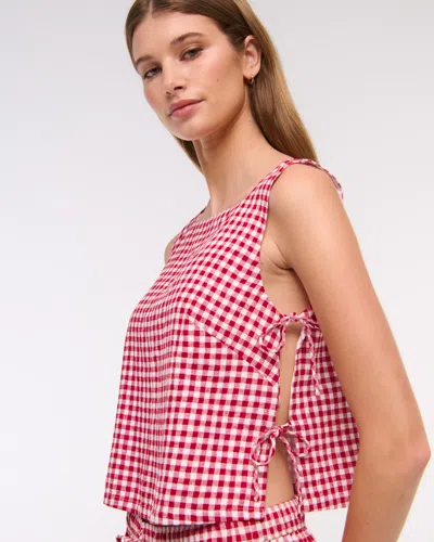 Abercrombie & Fitch Apron Linen-blend Set Top In Red