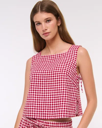 Abercrombie & Fitch Apron Linen-blend Set Top In Red