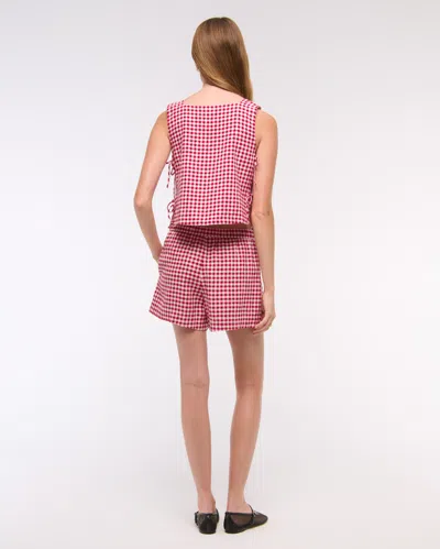 Abercrombie & Fitch Apron Linen-blend Set Top In Red