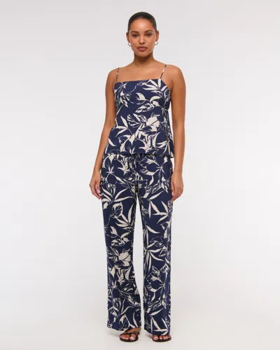 Abercrombie & Fitch Satin Scarf Cami In Blue